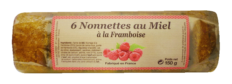 NONNETTES MIEL/FRAMBOISE 150G